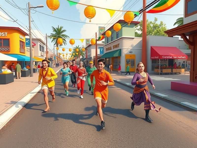 Celebration Sprint community event with players in traditional dress